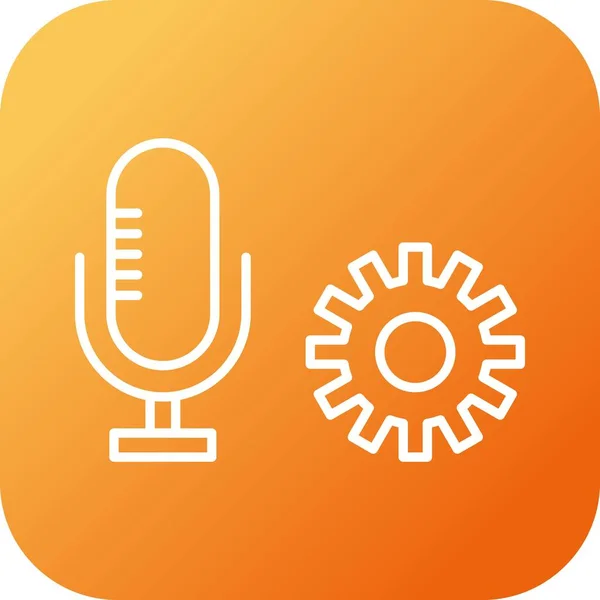 Icono Línea Vectores Configuración Micrófono Único — Archivo Imágenes Vectoriales