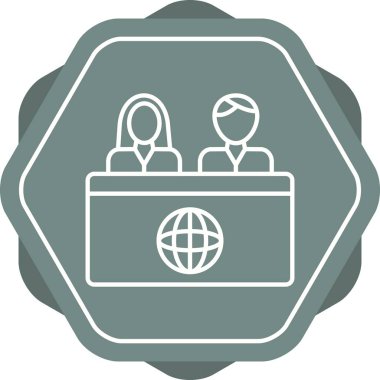 Haber Masasında Eşsiz Sunucular Vektör Satırı Simgesi