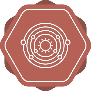 Güneş Vektör Çizgisi Simgesi Yörüngesindeki Benzersiz Gezegen