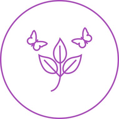 Yaprak Vektör Satırı Simgesinde Eşsiz Kelebek