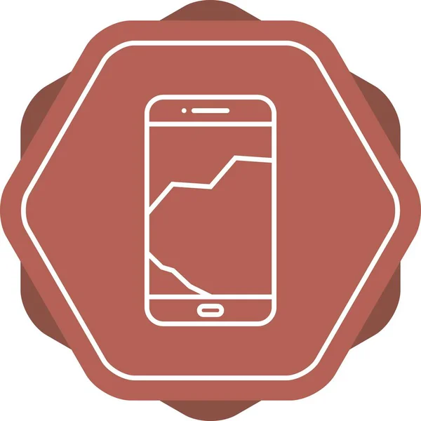 Egyedülálló Törött Mobiltelefon Vektor Vonal Ikon — Stock Vector