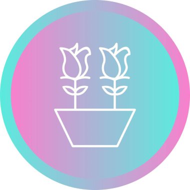 Ot Vektörü Satırı Simgesindeki Benzersiz laleler