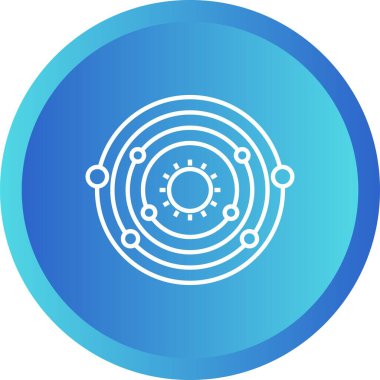 Güneş Vektör Çizgisi Simgesi Yörüngesindeki Benzersiz Gezegen