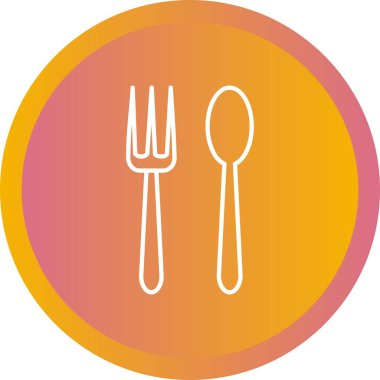 Eşsiz Kaşık ve Çatal Vektör Çizgisi Simgesi