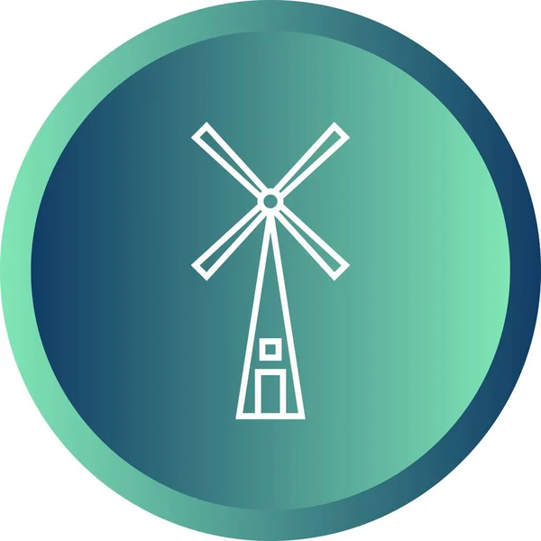 ユニークな風車ベクトルラインアイコン — ストックベクタ