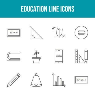 12 Eğitim Vektörü Simgesi Bir Kümede