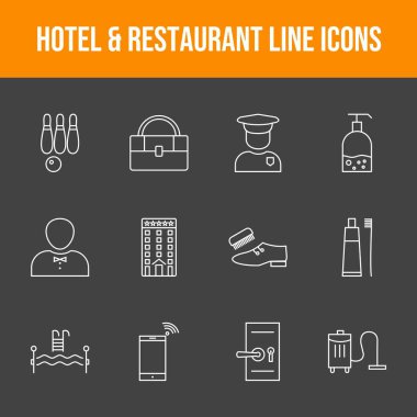 Güzel Otel ve Restoran 12 Vektör Simgeleri