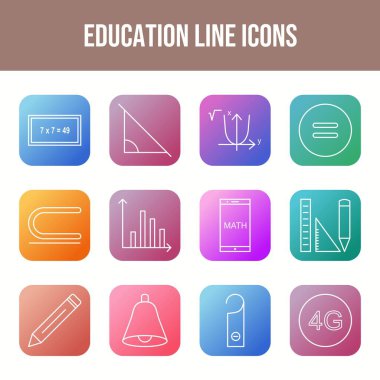 12 Eğitim Vektörü Simgesi Bir Kümede