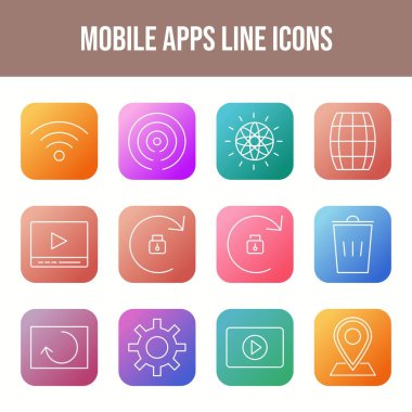 Eşsiz Satır Mobil Uygulamaları Simgeleri Ayarla