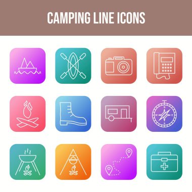 12 Eşsiz Kamp Vektörü Simgesi Kümesi