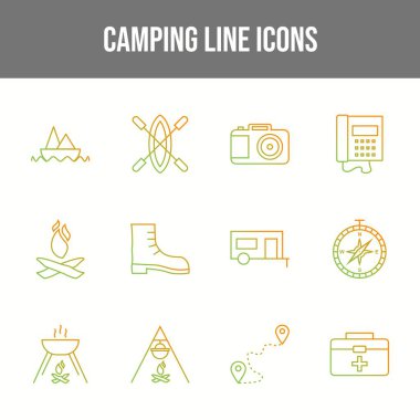 12 Eşsiz Kamp Vektörü Simgesi Kümesi