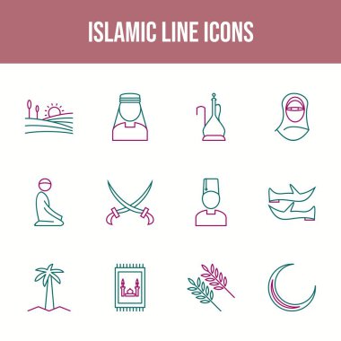 12 İslami Eşsiz Vektör Simgesi Kümesi