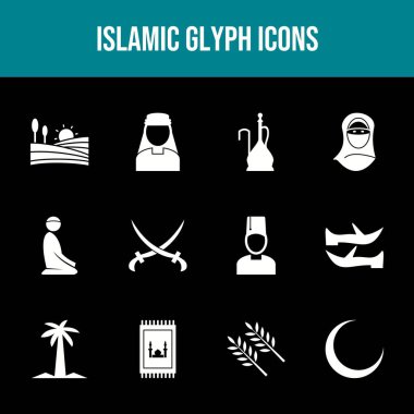 Set of 12 Islamic Unique Vector Icons 	 clipart