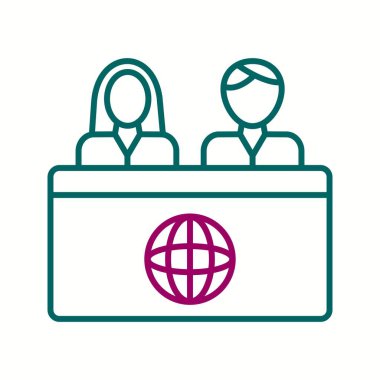 Haber Masasında Eşsiz Sunucular Vektör Satırı Simgesi