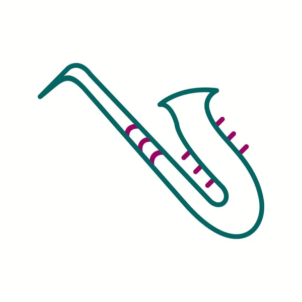 Icono Único Línea Vectorial Saxofónica — Vector de stock