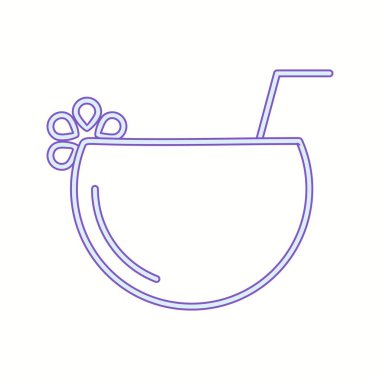 Eşsiz Hindistan cevizi içecek vektör satırı simgesi