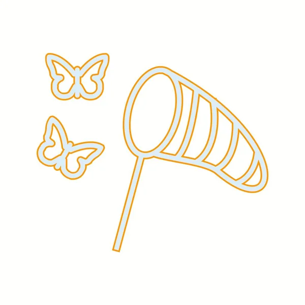 Eşsiz Yakalayıcı Kelebekler Çizgi Vektör Simgesi — Stok Vektör