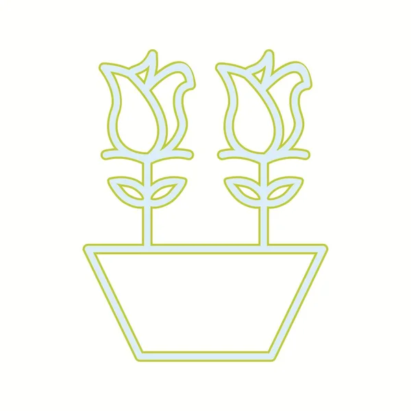 Unique Tulips Pot Vector Line Icon — Stock Vector