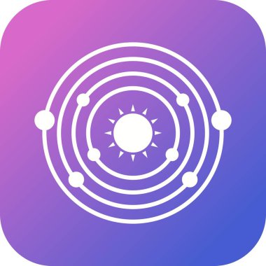 Güneş Vektörü Kabartma Simgesi Yörüngesindeki Benzersiz Gezegen