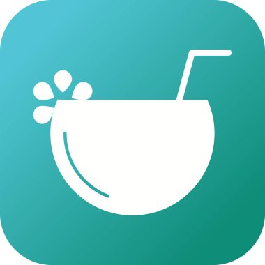 Eşsiz Hindistancevizi İçeceği Vektör Kabartma Simgesi