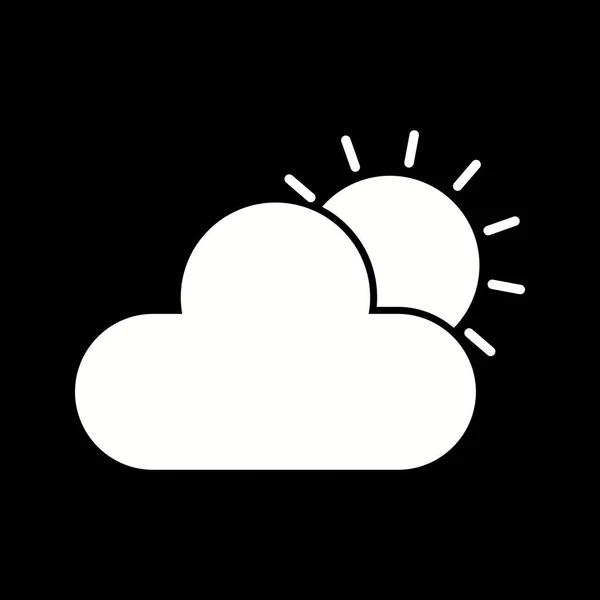 Unico Sole Nube Vettore Glyph Icona — Vettoriale Stock