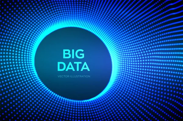 Abstract big data science background. Onda a griglia circolare. Tecnologia dell'innovazione dei big data. Analisi della rete blockchain. Telaio futuristico Ai tech. Intelligenza artificiale. Illustrazione vettoriale . — Vettoriale Stock