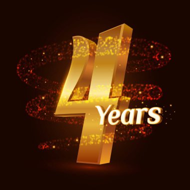 Altıncı yıl dönümü 3D logo kutlaması. Parlak sarmal yıldız tozları parlayan parçacıklar. Dördüncü yıl dönümü modern tasarım unsurları. Vektör İllüstrasyonu.