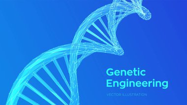 DNA dizisi. Soyut 3d poligonal tel kafes Dna molekülleri örgü yapısı. DNA kodu editable şablon. Bilim ve Teknoloji kavramı. Vektör çizimi.