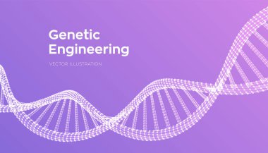 DNA dizisi. Tel kafes DNA molekülleri yapı mesh. DNA kodu düzenlenebilir şablonu. Bilim ve teknoloji konsepti. Vektör Illustration.