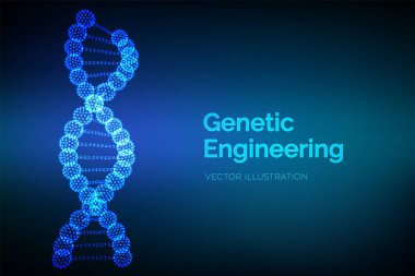 DNA dizisi. Tel kafes DNA molekülleri yapı mesh. DNA kodu düzenlenebilir şablonu. Bilim ve teknoloji konsepti. Vektör Illustration.