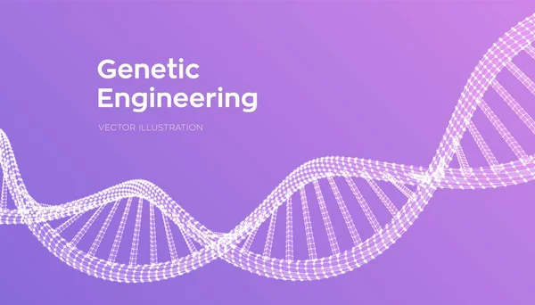 DNS-szekvencia. Drótváz DNS molekulák szerkezete háló. DNS-kód szerkeszthető sablon. Tudományos és technológiai koncepció. Vektoros illusztráció. — Stock Vector