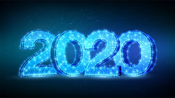 2020-as számok. Boldog új évet 2020 banner design. Geometrikus alacsony poly 2020 üdvözlőkártya. 3d poligonális vektor illusztráció. — Stock Vector