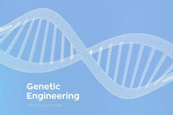 Sekvence DNA. Koncept binární kód lidský genom. Síťovinou se strukturou digitálních DNA. Artifical intelegence kód DNA editovatelné šablony. Koncepce vědy a techniky. Vektorová ilustrace. — Stockový vektor