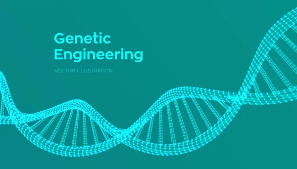 Sequência de ADN. Wireframe DNA moléculas estrutura malha. Modelo editável de código de DNA. Conceito de Ciência e Tecnologia. Ilustração vetorial . —  Vetores de Stock