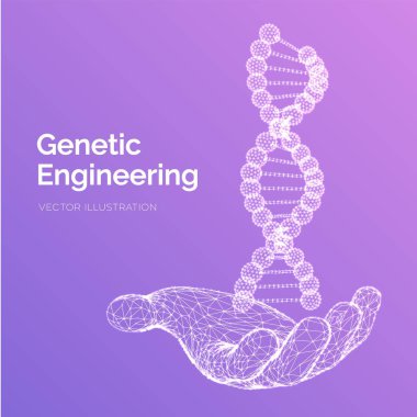 Dna dizisi elde. Tel kafes DNA molekülleri mesh yapı. DNA kodu editable şablon. Bilim ve Teknoloji kavramı. Vektör çizimi.