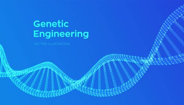 DNA dizisi. Tel kafes DNA molekülleri yapı mesh. DNA kodu düzenlenebilir şablonu. Bilim ve teknoloji konsepti. Vektör Illustration.
