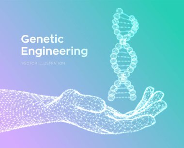 Dna dizisi elde. Tel kafes DNA molekülleri mesh yapı. DNA kodu editable şablon. Bilim ve Teknoloji kavramı. Vektör çizimi.