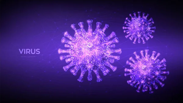 Coronavirus 2019 Ncov Novel Coronavirus Rendah Poly Abstrak Konsep Pandangan - Stok Vektor