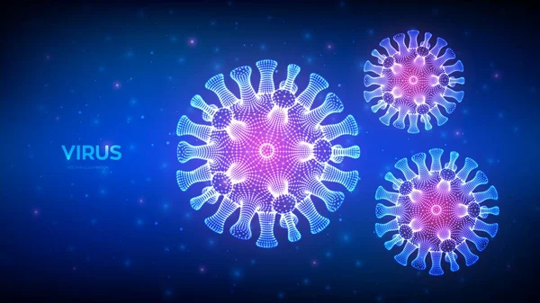 Coronavirus 2019-NCov. Soyut koronavirüs bakterisi. Virüs hücresinin mikroskobik görüntüsü yakın. COVID-19. Tehlikeli Asya Ncov Corona virüsü. SARS salgın risk konsepti. 3B vektör illüstrasyonu