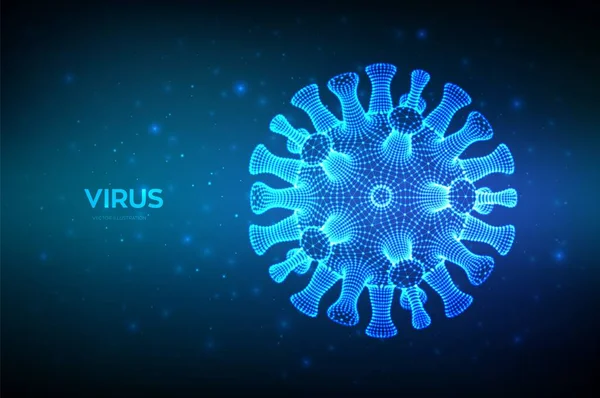 Coronavirus 2019-NCov. Soyut koronavirüs bakterisi. Virüs hücresinin mikroskobik görüntüsü yakın. COVID-19. Tehlikeli Asya Ncov Corona virüsü. SARS salgın risk konsepti. 3B vektör illüstrasyonu