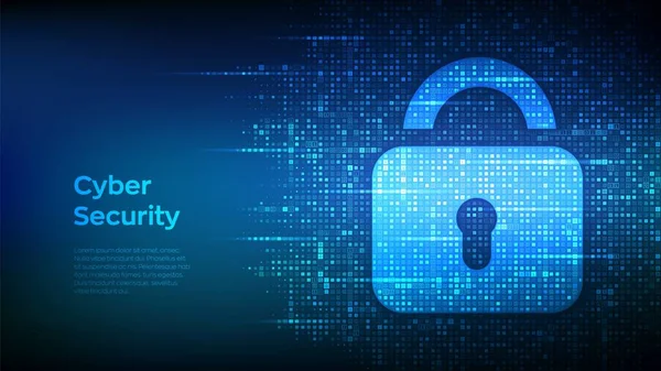 Zárja Kiberbiztonság Lakat Kulcslyuk Ikon Készült Bináris Kódot Védelem Biztonság — Stock Vector