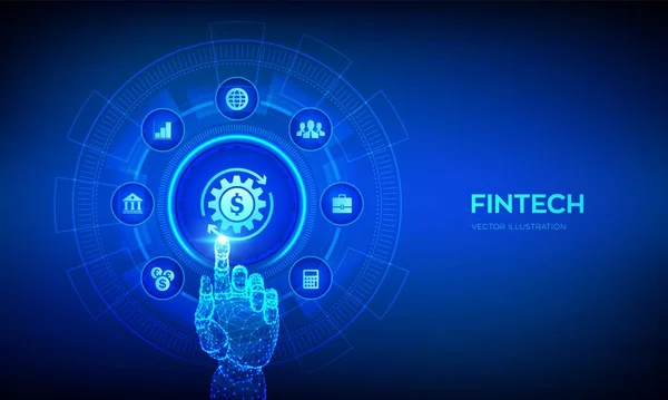 Fintech Χρηματοοικονομική Τεχνολογία Ηλεκτρονική Τραπεζική Και Crowdfunding Business Investment Banking — Διανυσματικό Αρχείο