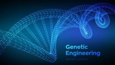 DNA dizisi. Tel kafes DNA molekülleri yapı mesh. DNA kodu düzenlenebilir şablonu. Bilim ve teknoloji konsepti. Vektör Illustration