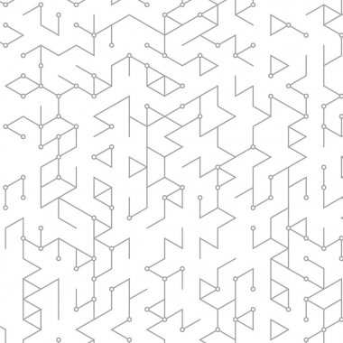 Küp hücre ile soyut vektör arkaplanı. Kare örgülü modern teknoloji çizimi. Çizgiler ve noktalarla dijital geometrik soyutlama.