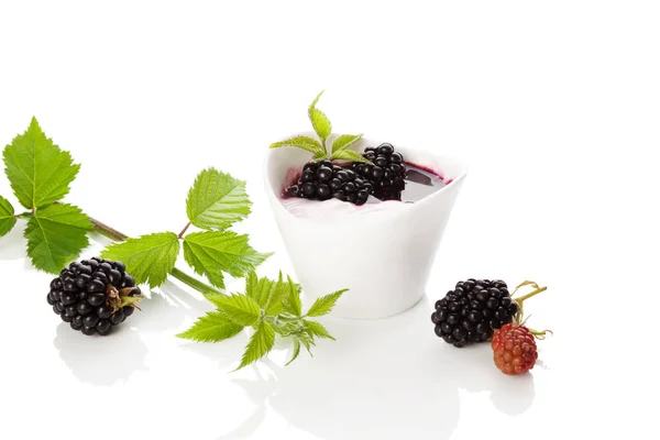 Yogurt Blackberry isolato . — Foto Stock