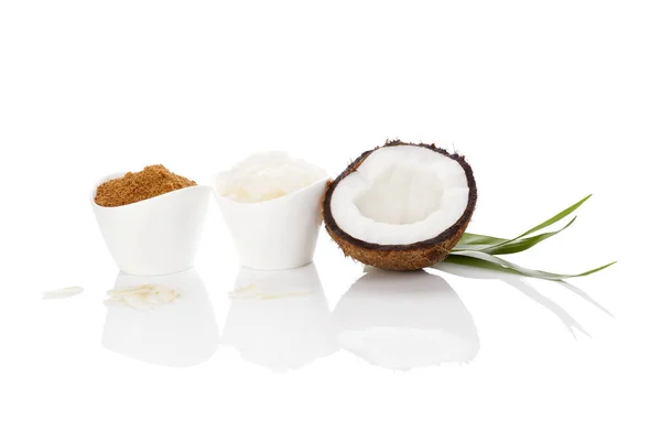 Kokos suiker en olie. — Stockfoto