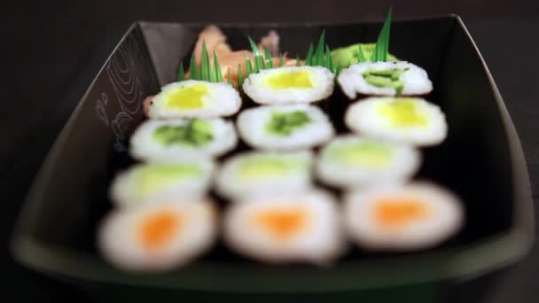 Sushi take away box. — Stock video