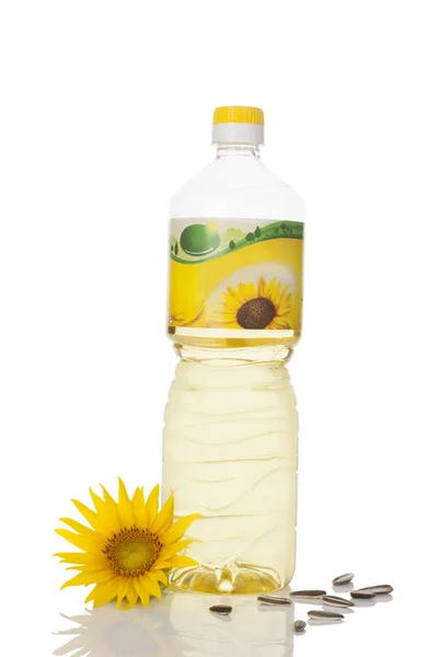 Sunflower oil with seeds — Stock Photo, Image