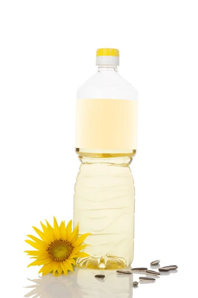 Sunflower oil with seeds — Stock Photo, Image