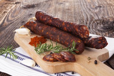 Delicious traditional sausages. clipart